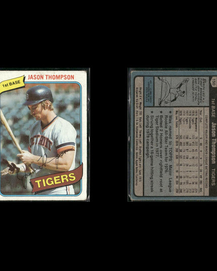 Detroit Tigers 1980 Topps Baseball 49-Card Lot Topps VG