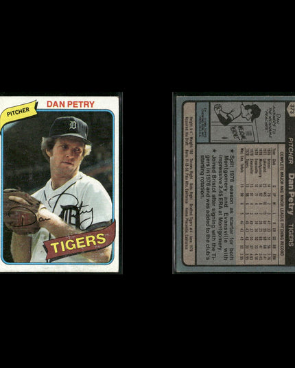 Detroit Tigers 1980 Topps Baseball 49-Card Lot Topps VG