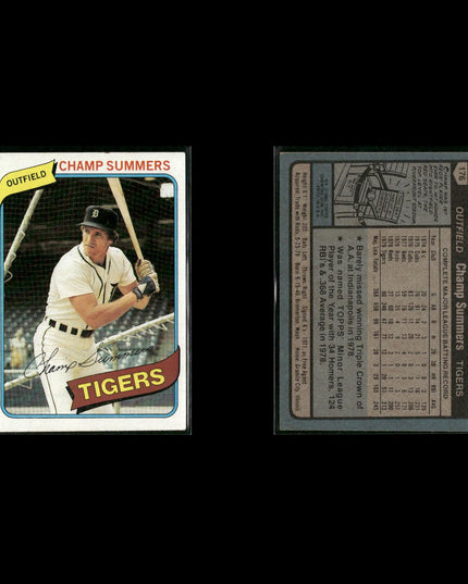 Detroit Tigers 1980 Topps Baseball 49-Card Lot Topps VG