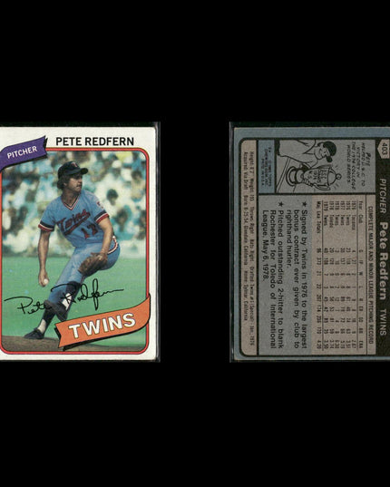 Minnesota Twins 1980 Topps Baseball 41-Card Lot Topps VG