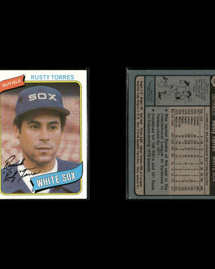 Chicago White Sox 1980 Topps Baseball 51-Card Lot Topps VG