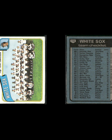 Chicago White Sox 1980 Topps Baseball 51-Card Lot Topps VG