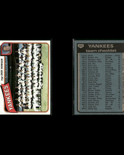 New York Yankees 1980 Topps Baseball 40-Card Lot Topps VG