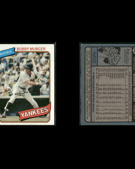 New York Yankees 1980 Topps Baseball 40-Card Lot Topps VG