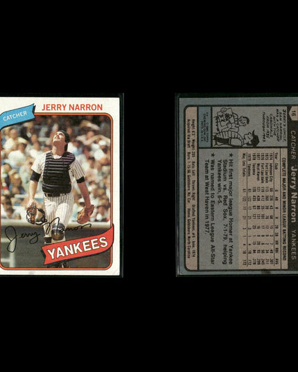 New York Yankees 1980 Topps Baseball 40-Card Lot Topps VG