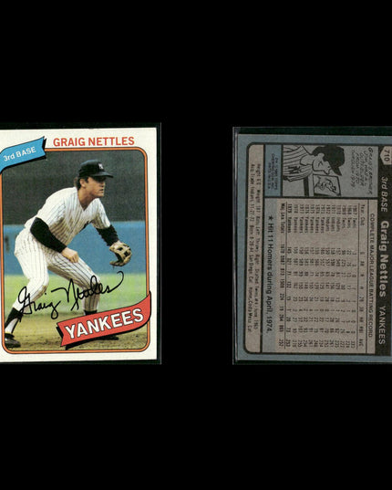 New York Yankees 1980 Topps Baseball 40-Card Lot Topps VG