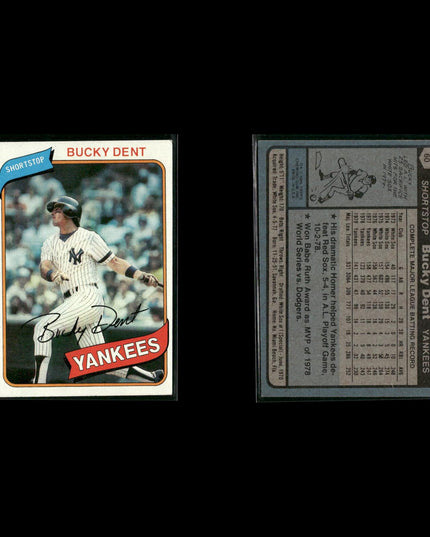 New York Yankees 1980 Topps Baseball 40-Card Lot Topps VG