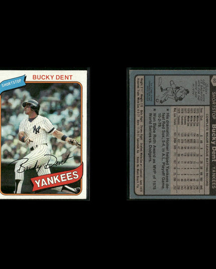 New York Yankees 1980 Topps Baseball 40-Card Lot Topps VG