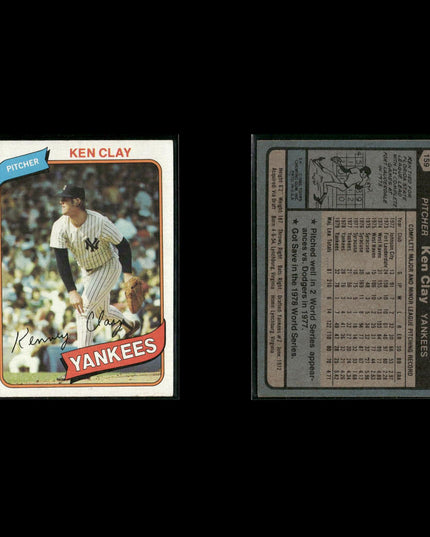 New York Yankees 1980 Topps Baseball 40-Card Lot Topps VG