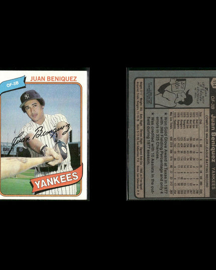 New York Yankees 1980 Topps Baseball 40-Card Lot Topps VG