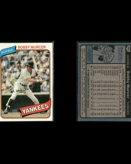 New York Yankees 1980 Topps Baseball 40-Card Lot Topps VG