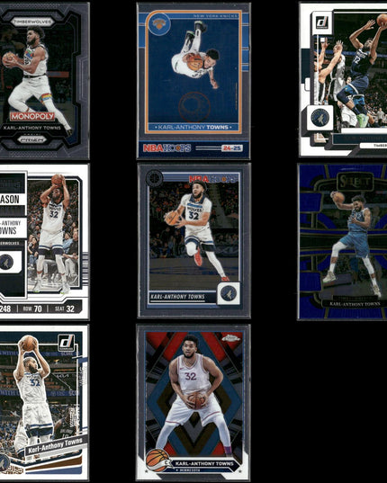 Karl Anthony Towns Minnesota Timberwolves Basketball 8-Card Lot Panini EX