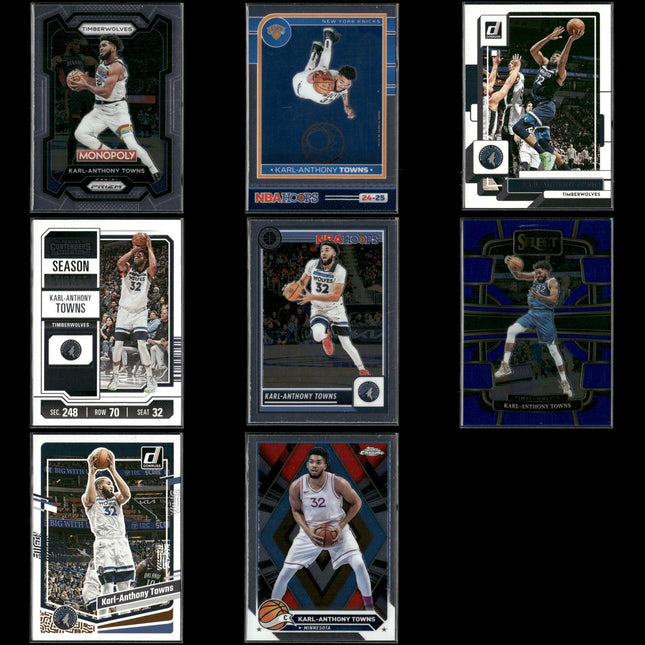 Karl Anthony Towns Minnesota Timberwolves Basketball 8-Card Lot Panini EX