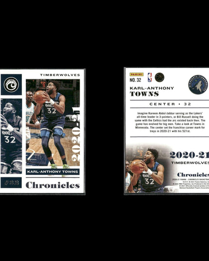 Karl Anthony Towns Minnesota Timberwolves Basketball 39-Card Lot Panini EX