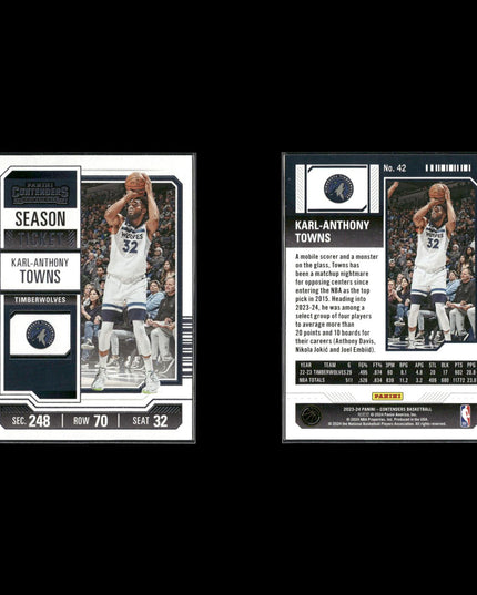 Karl Anthony Towns Minnesota Timberwolves Basketball 39-Card Lot Panini EX