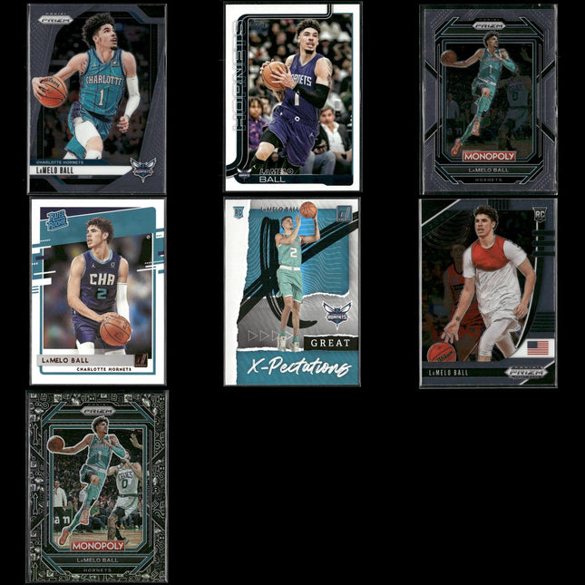 LaMelo Ball Charlotte Hornets Basketball 7-Card Lot Panini EX