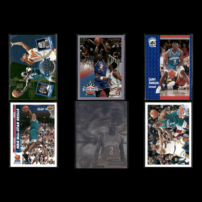 Larry Johnson Charlotte Hornets Basketball 6-Card Lot NBA Hoops EX