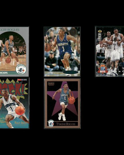 Muggsy Bogues Charlotte Hornets Basketball 5-Card Lot NBA Hoops EX