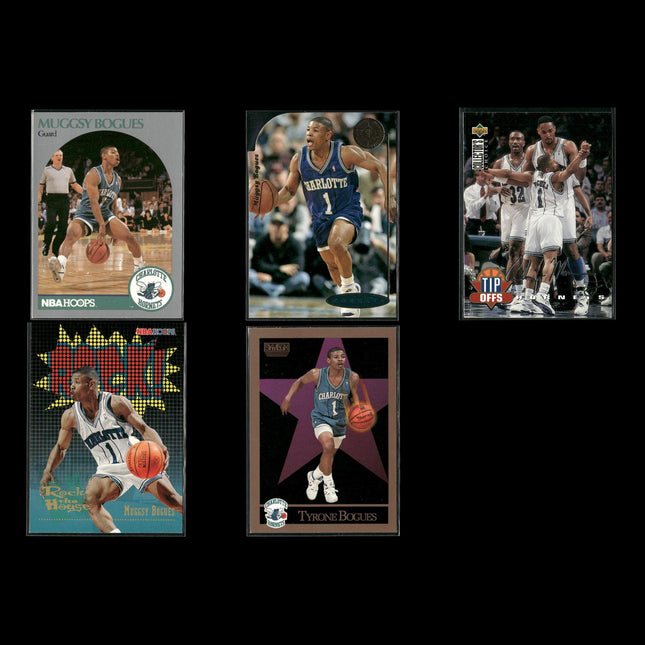 Muggsy Bogues Charlotte Hornets Basketball 5-Card Lot NBA Hoops EX