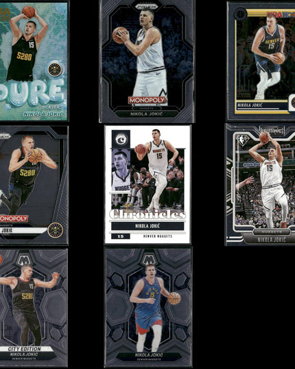 Nikola Jokic Denver Nuggets Basketball 8-Card Lot Panini EX
