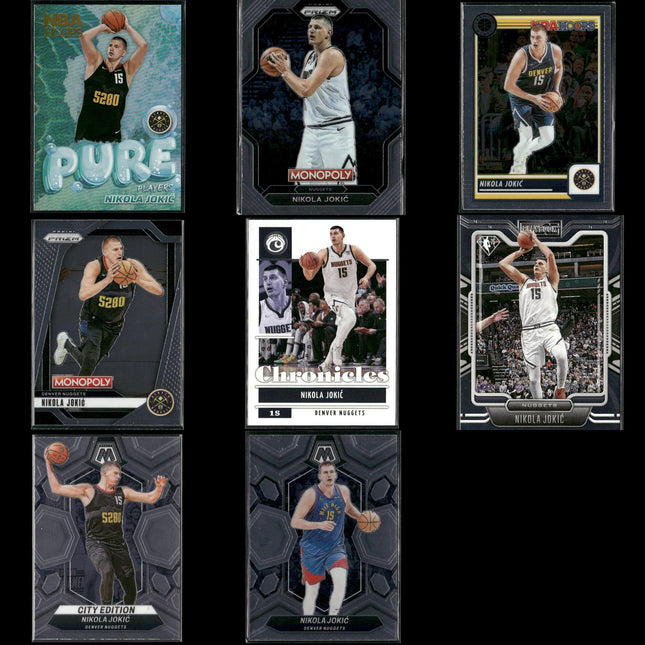 Nikola Jokic Denver Nuggets Basketball 8-Card Lot Panini EX