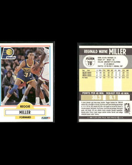 Reggie Miller Indiana Pacers Basketball 10-Card Lot NBA Hoops EX