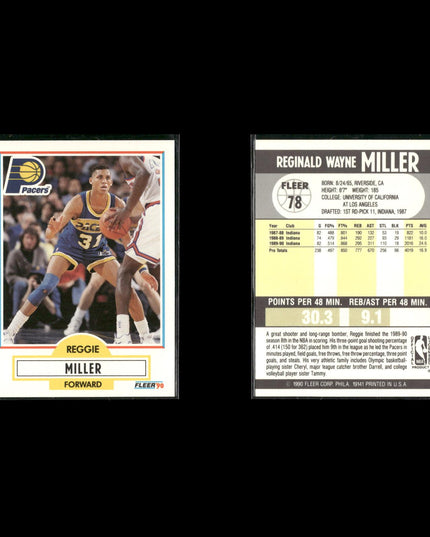 Reggie Miller Indiana Pacers Basketball 11-Card Lot NBA Hoops EX