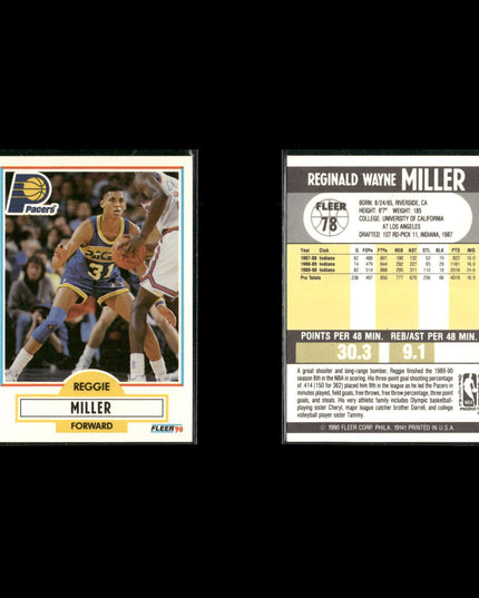 Reggie Miller Indiana Pacers Basketball 11-Card Lot NBA Hoops EX