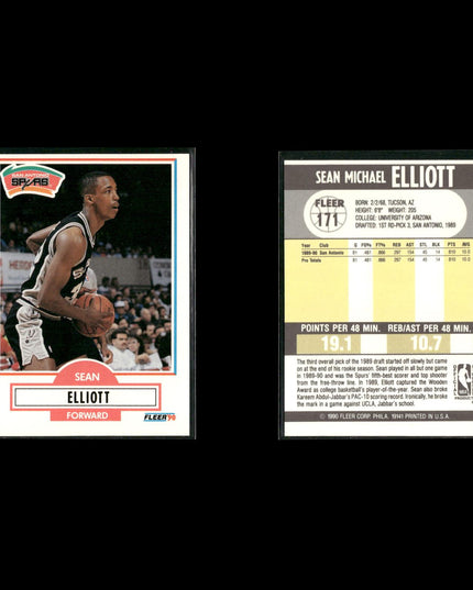 Sean Elliott San Antonio Spurs Basketball 12-Card Lot NBA Hoops EX