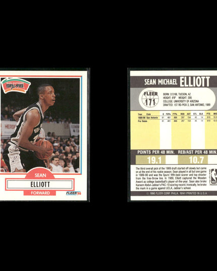 Sean Elliott San Antonio Spurs Basketball 12-Card Lot NBA Hoops EX