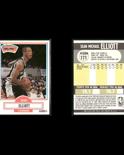 Sean Elliott San Antonio Spurs Basketball 12-Card Lot NBA Hoops EX