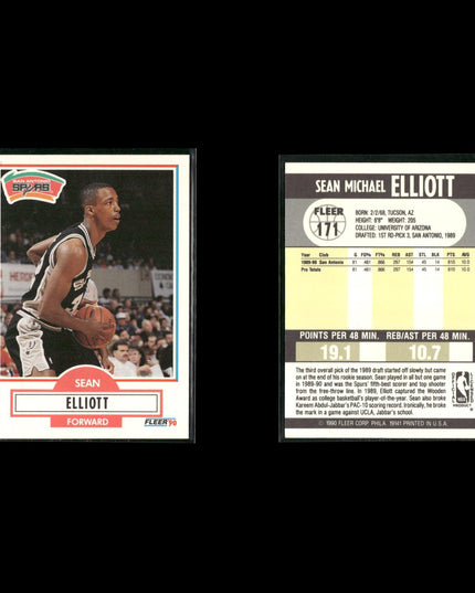 Sean Elliott San Antonio Spurs Basketball 12-Card Lot NBA Hoops EX
