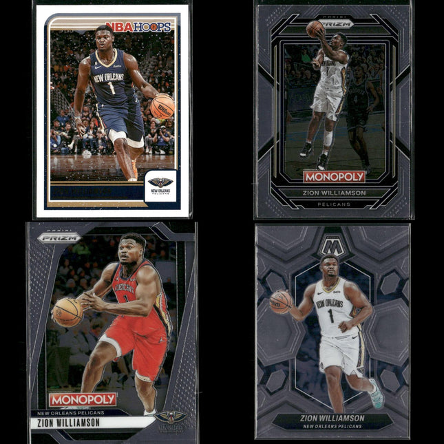Zion Williamson New Orleans Pelicans Basketball 4-Card Lot Panini EX