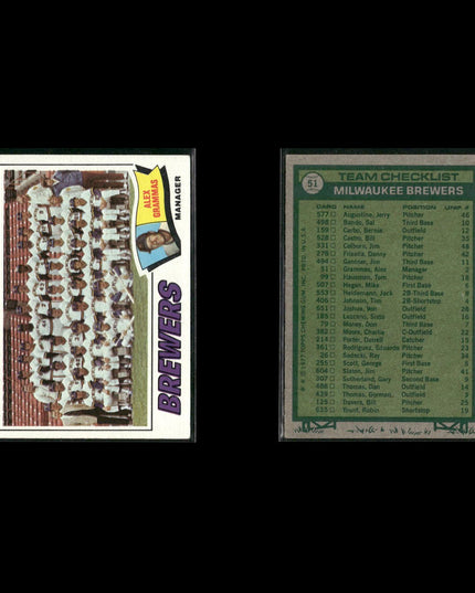 Milwaukee Brewers 1977 Topps Baseball 18-Card Lot Topps VG