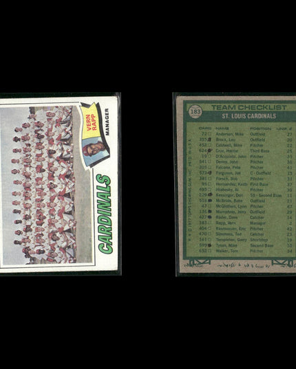 St. Louis Cardinals 1977 Topps Baseball 19-Card Lot Topps VG