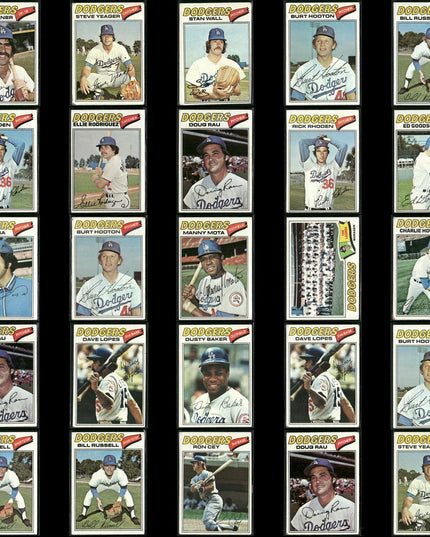 Los Angeles Dodgers 1977 Topps Baseball 25-Card Lot Topps VG