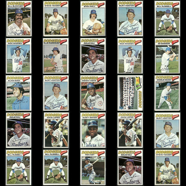 Los Angeles Dodgers 1977 Topps Baseball 25-Card Lot Topps VG