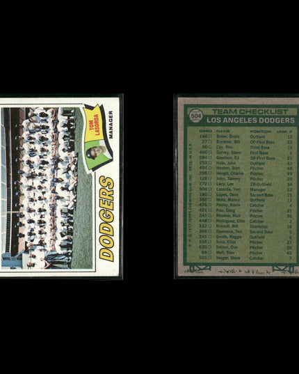Los Angeles Dodgers 1977 Topps Baseball 25-Card Lot Topps VG