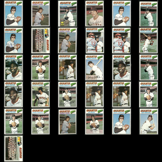 San Francisco Giants 1977 Topps Baseball 31-Card Lot Topps VG