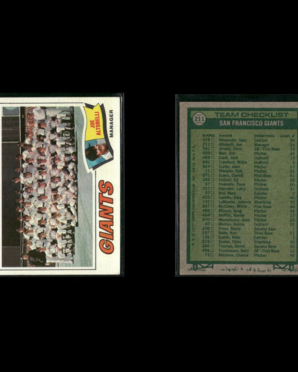 San Francisco Giants 1977 Topps Baseball 31-Card Lot Topps VG
