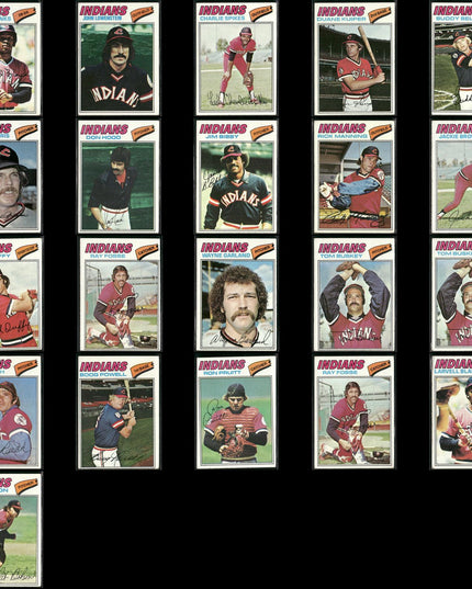 Cleveland Indians 1977 Topps Baseball 21-Card Lot Topps VG