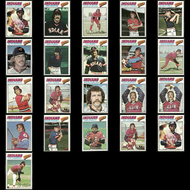 Cleveland Indians 1977 Topps Baseball 21-Card Lot Topps VG