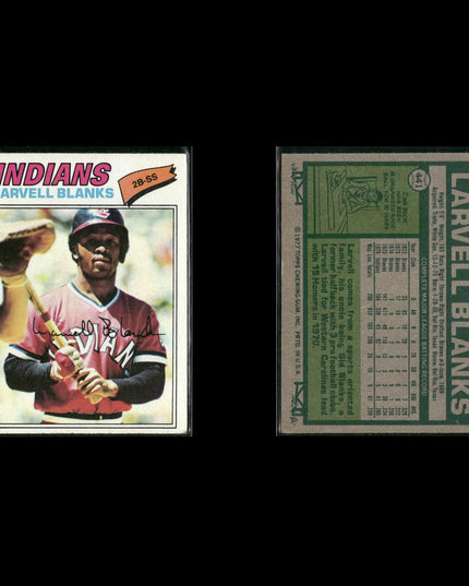 Cleveland Indians 1977 Topps Baseball 21-Card Lot Topps VG