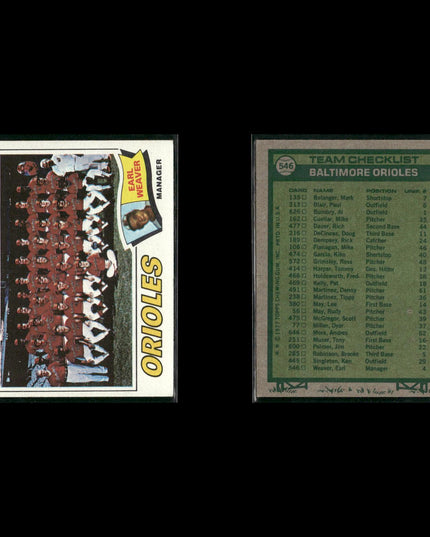 Baltimore Orioles 1977 Topps Baseball 22-Card Lot Topps VG