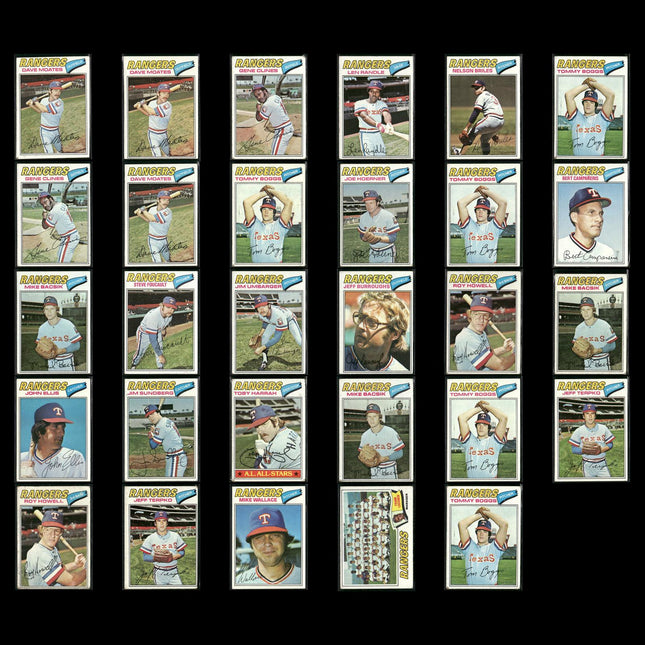 Texas Rangers 1977 Topps Baseball 29-Card Lot Topps VG