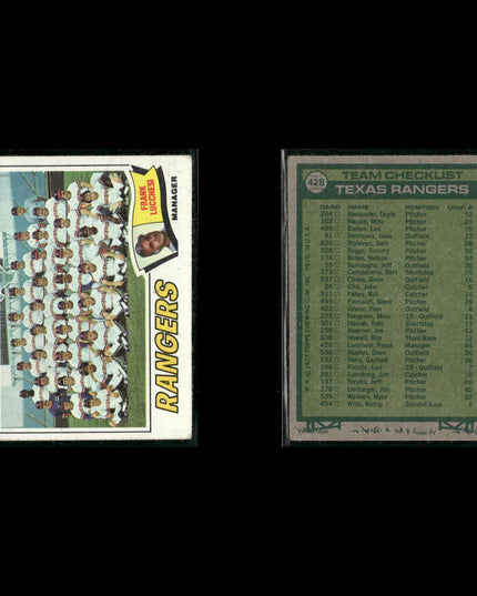 Texas Rangers 1977 Topps Baseball 29-Card Lot Topps VG