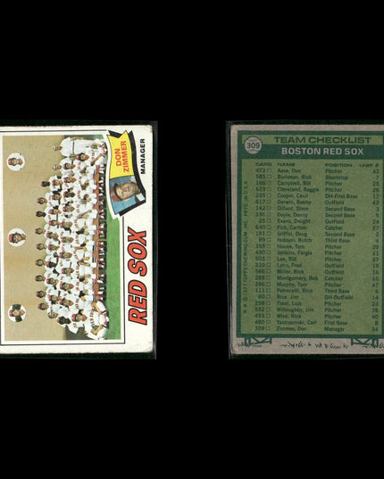Boston Red Sox 1977 Topps Baseball 39-Card Lot Topps VG