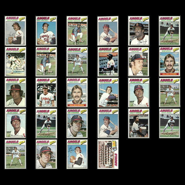 California Angels 1977 Topps Baseball 28-Card Lot Topps VG