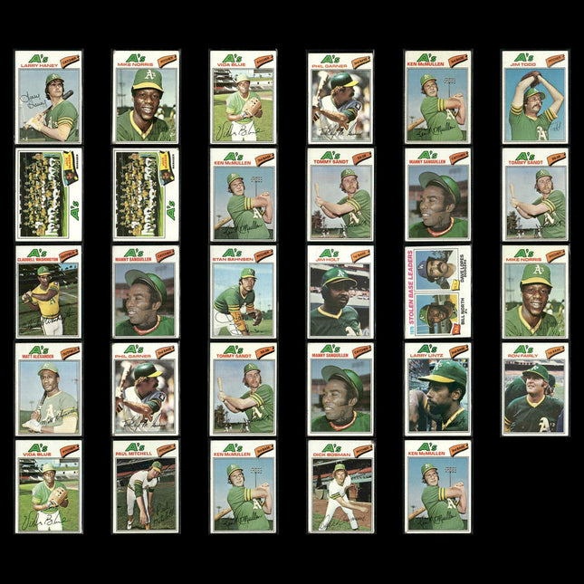 Oakland Athletics 1977 Topps Baseball 29-Card Lot Topps VG