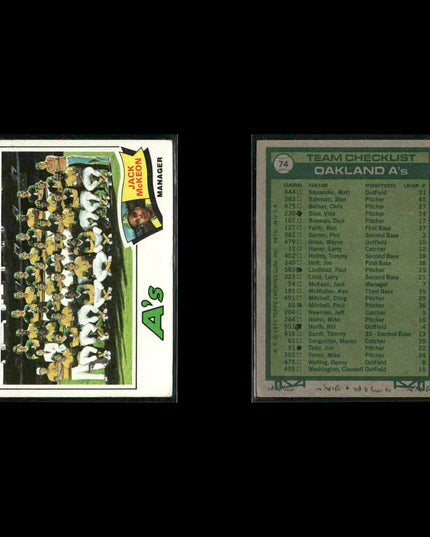Oakland Athletics 1977 Topps Baseball 29-Card Lot Topps VG